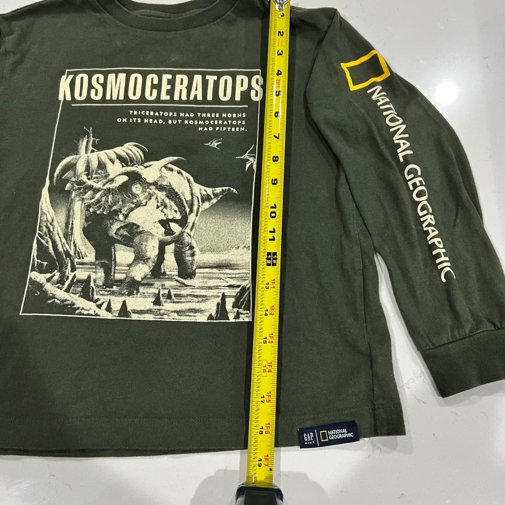 Gap Kids National Geographic Kosmoceratops Dinosaur Graphic Tee Green Size M